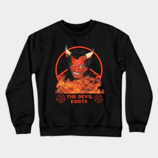 The Devil Exists 666 Satan Goth Occult Pentagram Black Crewneck Sweatshirt